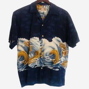 Kalaheo Hawaiian Dragon Print Shirt Size M